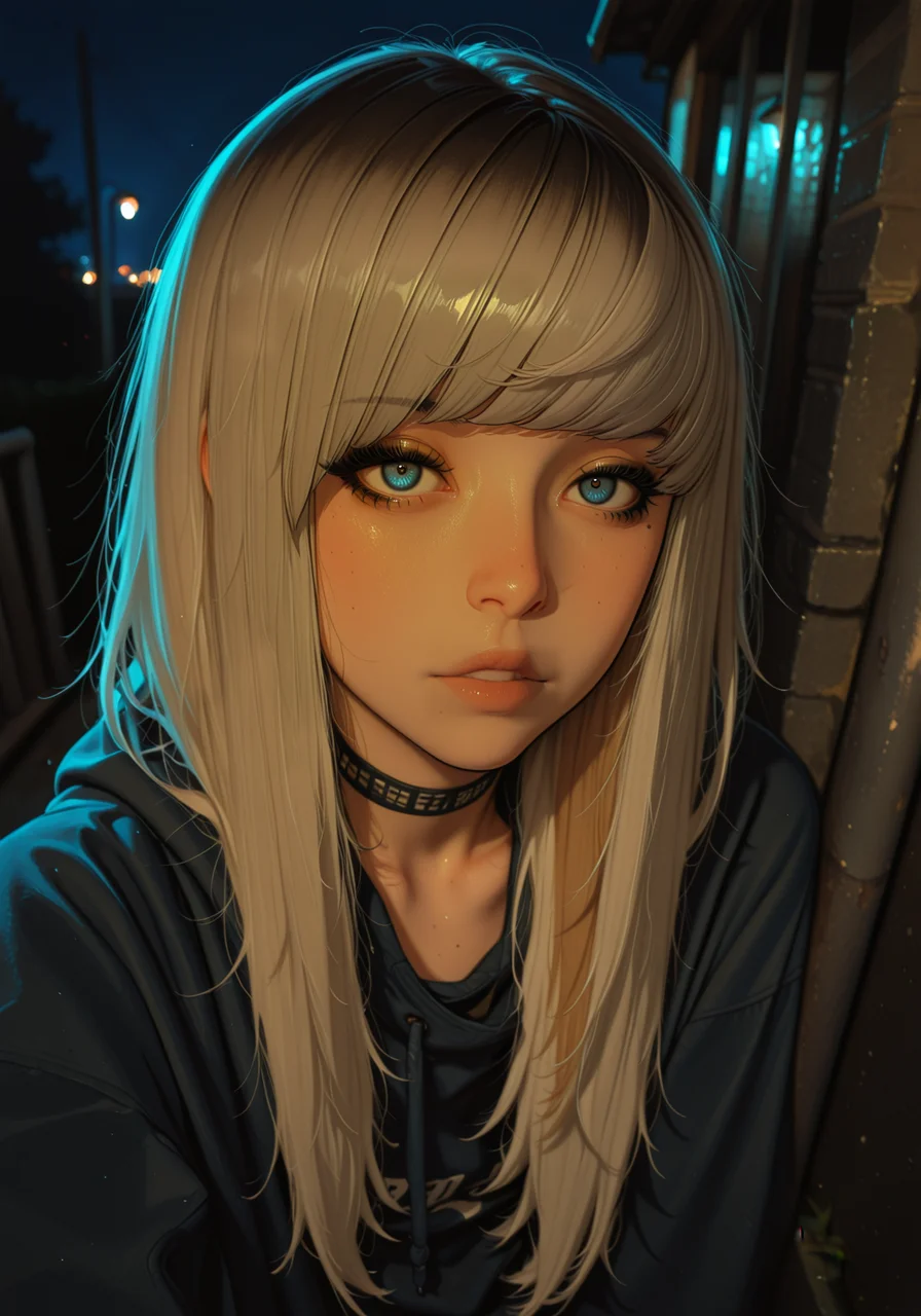 embedding:IllusP0s, scenequ33n, angled bangs, long hair, outdoors, night, 1girl, solo,<lora:scenequ33n_ill.safetensors:1.0:1.0> <lora:MoriiMee_Gothic_Niji_Style_Illustrious_r1.safetensors:1:1>