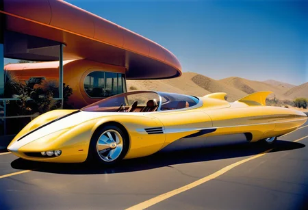 mobius, a concept car US Steel, retrofuturism, scifi ,california art deco , leica f1.4 summilux , velvia 200 film , 1982
