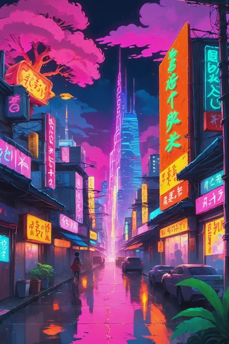 Harmony Jungle Neon skyline Jigsaw Puzzle Molten core <lora:Animated_Concept:0.75> <lora:SDXL1.0_Essenz-series-by-AI_Characters_Style_MakotoShinkai-v1.1:0.75> anime screencap in mnst artstyle
