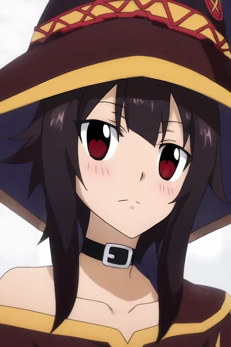 score_9, score_8_up, score_7_up, source_anime, intricate details, (realistic:0.6), looking at viewer, upper body, , 1girl, megumin, bare shoulders, black hair, black cape, black gloves, blush, cape, choker, collarbone, dress, hair between eyes, hat, long sleeves, looking at viewer, medium hair, off-shoulder dress, off shoulder, red dress, red eyes, sidelocks, solo, witch hat, solo, steampunk, <lora:fairy_tail_style_pony:0.96>, fairy_tail_style, <lora:sdxl_lightning_8step_lora:1>,