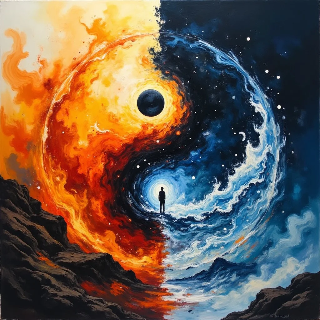 yin-yang, day-night, life-death, light-dark, fire-water, suffering-salvation, sadness-happiness, summer-winter, spring-autumn,