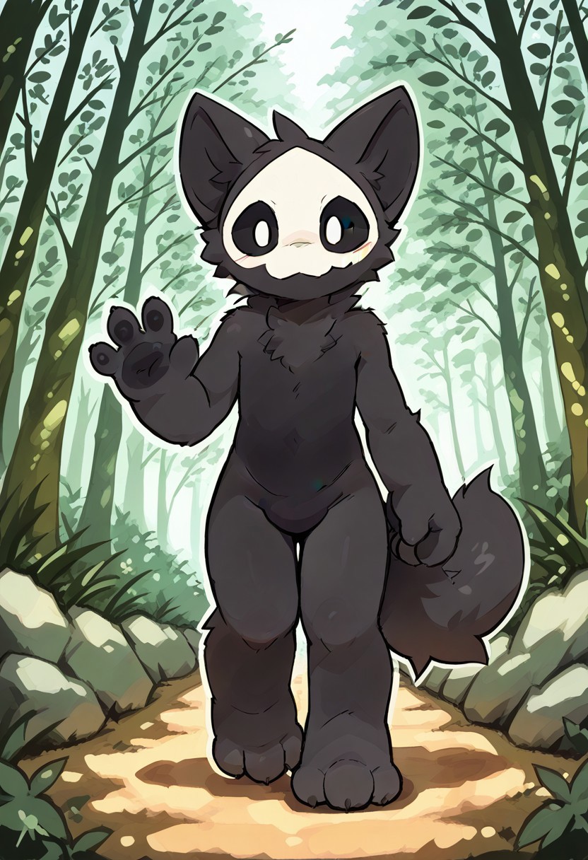 masterpiece, high quality, vibrant colors, cel shading, polished details, soft gradients, clean lineart, crisp edges, expressive character, detailed background, studio animation quality, dynamic pose, atmospheric perspective, forest background
puro_changed, furry, furry male, 1boy, cute, young character, 4 fingers, 3 toes, waving with the left hand, blushes