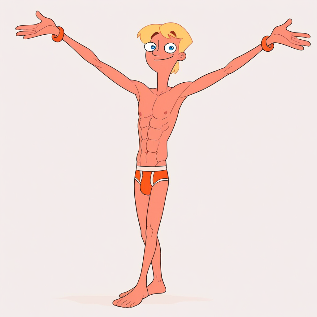 Jeremy, solo, blonde hair, 1boy, male focus, blue eyes, swimsuit, male swimwear, abs, bracelet, speedo, topless male,  score_9, score_8_up, score_7_up, score_6_up <lora:vinceteaa_020_04v2-step00000400r:1> good face, good eyes, looking at viewer, full body,