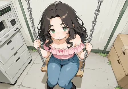 PonyScores7, source_anime, ah1, <lora:natsumi_style:0.5>, <lora:by_usakun-pony:0.4> by usakun, <lora:Akina_Bbw_Style_-_PonyXL:0.2> AkinBw
BREAK 1girl, (curly hair), long hair, (black hair:1.5), mature female, (parted hair:1.7), (round face:1.2), (thick eyebrows:1.2), (curvy), round-chin, (greenish brown eyes:1.4), (colorful eyes), (multicolored eyes), caucasian, (downturned eyes:1.2), (plump face), messy hair, <lora:Round_face:0.1>, <lora:ETO_OCPonyXL:0.5> eto_oc, skindentation, (plump:1.1), thick thighs, wide hips, busty, voluptuous, kinky curls, lips, <lora:venus body PonyXL:0.4>, (An expression of betrayal, with widened eyes and a mouth slightly open in disbelief), (Sitting on a swing leaning forward showing playfulness and joy,), (office break room, employees eating lunch or making small talk by the coffee machine), looking at viewer, (metallic Gold, Pale Gold electric pink off-the-shoulder top with high-waisted jeans and combat boots)
BREAK <lora:xl_more_art-full_v1:0.2>, <lora:shinyskin2:0.2> glistening skin, <lora:aesthetic_anime_v1s:0.2>, <lora:Expressive_H:0.2> Expressiveh, <lora:hairdetailpxl:0.2> hairdetailpxl, <lora:EpicF4nta5yXL:0.2>, <lora:detailxl:0.2> detailxl, <lora:Fant5yP0ny:0.2>, best quality, amazing quality, best aesthetic, absurdres, <lora:expressive eyes:0.2> expressive eyes, <lora:eyedetailpxl:0.2> eyedetailpxl, illustration, Volumetric_Lighting, ultra-detailed, very aesthetic, intricate details, 8k, masterpiece, best_quality
BREAK (High Angle (from behind) view Extreme Close shot, focus on feet)
BREAK <lora:Eyes_High_Definition:0.3> EyesHD, Stable_Yogis_PDXL_Positives, AS-Adult, <lora:Complicated fantasy portrait - XL Pony V2.0:0.4>, bad-hands-5, <lora:HDA_Detailer:0.2>, HDA_FatGirlXL,