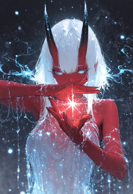 (EyesHD:1.2), (4k,8k,Ultra HD), masterpiece, best quality, ultra-detailed, very aesthetic, sharp focus, depth of field, ray tracing, best lighting, detailed illustration, detailed background, cinematic, glowing particles, shinny, glitter, beautiful face, beautiful eyes,
BREAK
ambient occlusion, raytracing, soft lighting, blum effect, masterpiece, absolutely eye-catching, particles, glow, shining, intricate cinematic background,
BREAK
masterpiece, amazing quality, best quality, ultra-detailed, 8K, illustrating, CG, clear skin, ultra-detailed-eyes, detailed background, cute girl, eyelashes
BREAK
Aka-Oni, oni, colored skin, (red skin:1.3), smooth horns, black horns
BREAK
covered mouth,pose, motion blur,blurry background, Ethereal Brushstroke,dhjs, dino_(dinoartforame)