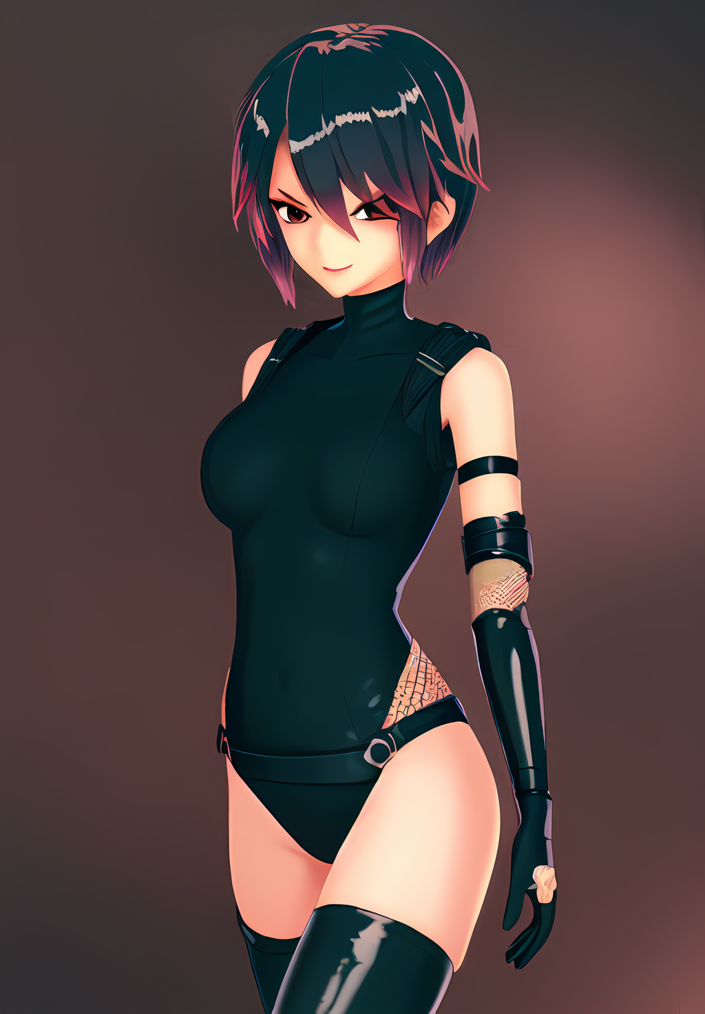 <lora:konoichi_hatsume:0.8>, konoichi_hatsume, 1girl, solo, ninja, bodysuit, fishnets,, (seductive, alluring, charming:1.3), (highly detailed, high quality:1.3)