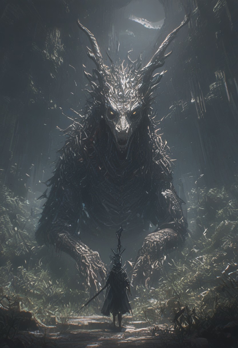 score_9,score_8_up,score_7_up
solo, knight, spear,
foreshortening, warped perspective, fisheye,
bosstyle, windigo, bsft, 
collumns, foliage, 
smoke, 
red sigils, magical sigils, 
pixel, commodore, 
terror, horror, eerie,
bosstyle,