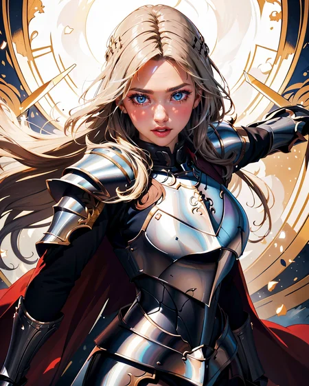 an illustration of a female paladin adorned in holy armor, wielding a sacred sword, furrowed brow, 
masterpiece, best quality, intricate detail, high background detail, high contrast,   <lora:emotion_angry_slider_v1:0.5>