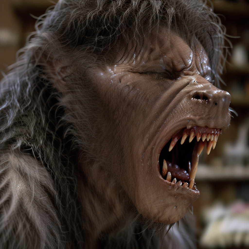 awil, a werewolf, transformation, extremely sweaty, highly detailed, extreme detail, realistic,