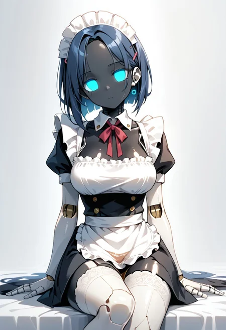 score_9, score_8_up, score_7_up,source_anime, high res image,masterpiece,best quality,(girl,large breasts:1.0),cute face,clear skin,shiny hair,ultra detailed eyes,simple background,<lora:wakamezake_pony_V1.0:1> wakamezake, sitting, sake, 
adroid1,expressionless,maid, maid apron,fair skin,