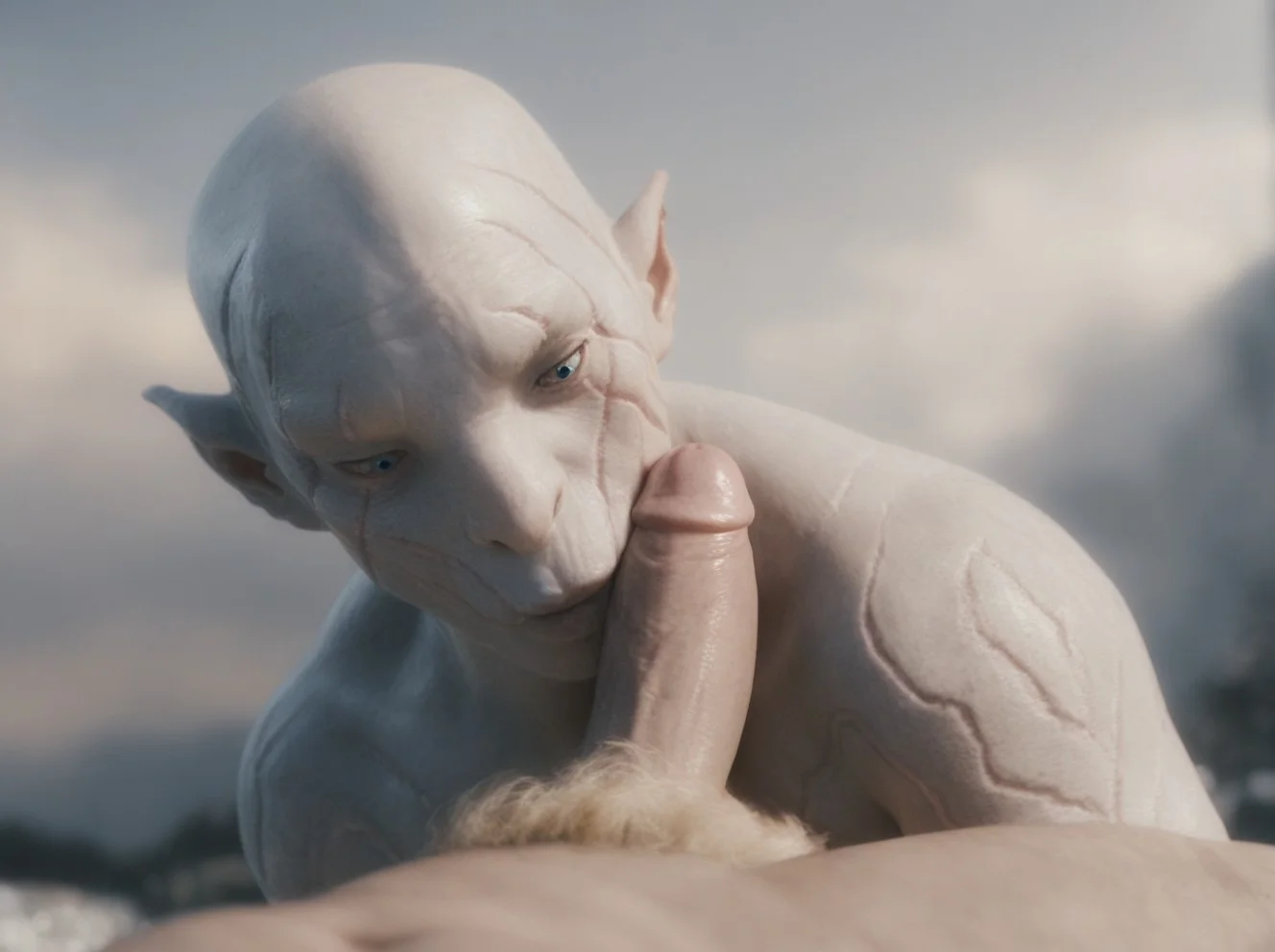 best quality, hi-res, newest, highres, very awa, <lora:azghb:0.7>, azghb, humanoid, azog the defiler, orc, male,cinematic, movie, realistic,azog azghb kissing penis, azghb kissing penis tip, masterpiece, best quality, amazing quality,