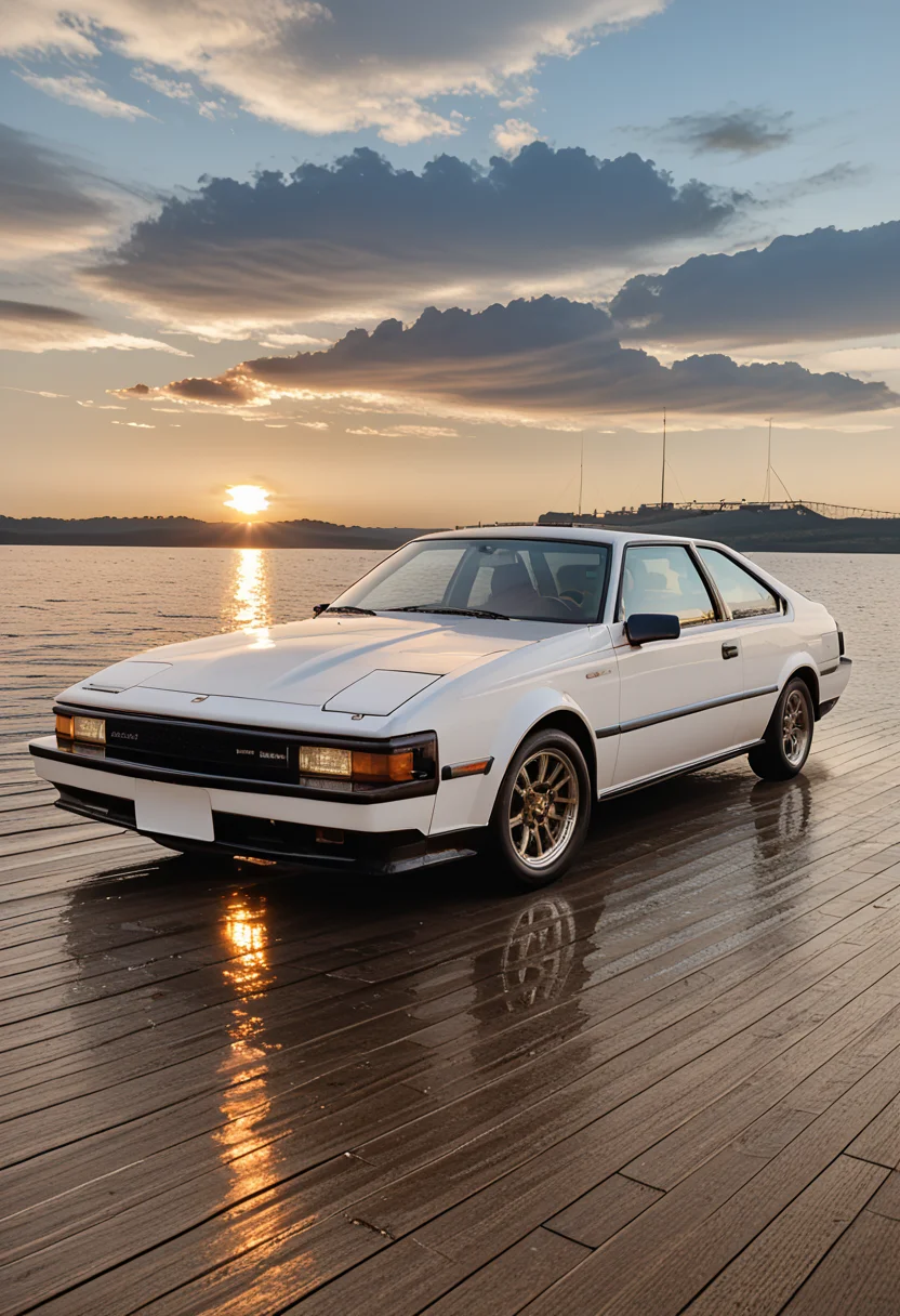score_9,score_8_up,score_7_up,source_realstic,photorealstic,
Car photo. A futuristic and sleek car parked on a pier on the lake. A beautiful sunset sky in the background. Amazing. The movement of the clouds emphasizes the perspective taken with a fisheye lens,the lake surface is smooth as a mirror,no splashes or ripples. Incredibly professional lighting,dynamic cloud movement,iridescent hues of torn clouds,a red-tinted sunset,
The mirror reflects the sunset,and the body of the car shines beautifully.,No people,<lora:mjv3_pony-3:0.7>,
<lora:detailed_notrigger:1>,<lora:A60_pony:1>,A60,<lora:absurdres_quality:0.7>,masterpiece,best quality,very aesthetic,absurdres,