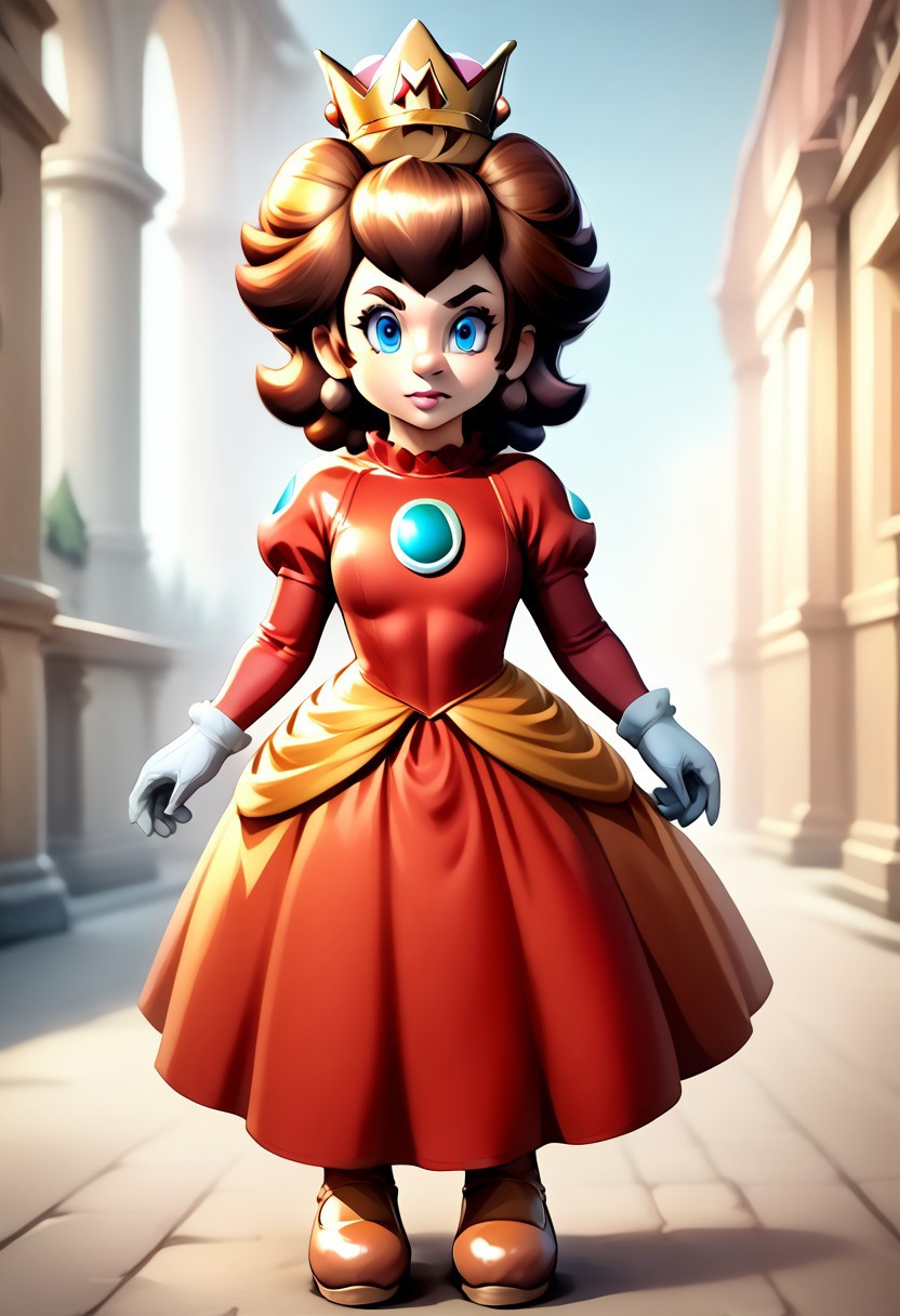 <lora:MtF_Genderswap:1>, genderswap \(mtf\), Mario, facing forward, mario hat, adult woman, extremely large nose, extremely bulbous nose, very wide face, circular head shape, wide chin, wide jawline, brown hair, lightly curly hair, blue eyes, average bust, wide hips, super crown, princess dress, red dress with blue accents, fully clothed, zPDXL, score_9, score_8_up, score_7_up, score_6_up, score_5_up, score_4_up,
full body render, full body, photorealistic image, realistic image, high quality, detailed face, realistic human proportions, detailed clothes,