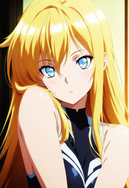 1girl, solo, straight_hair, looking at viewer, <lora:v0101_shoulder_to_cheek-000005:1.2>, shoulder_to_cheek, masterpiece, best quality, Ultra detailed, super detailed skin, beautiful detailed eyes, extremely detailed face, extremely detailed hair, sleek hair, collarbone, breasts, clothes, waist, cleavage, bare shoulders,