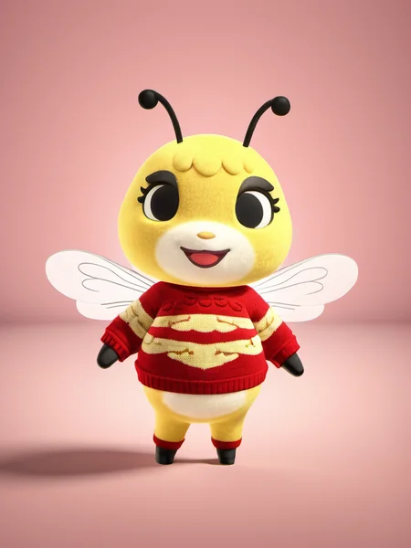 best quality,master piece, highly detailed,acs style,close up of a cute Bee wear red sweater costume standing,solo,simple background,octane render, volumetric, dramatic lighting, <lora:acs-000015:0.9>