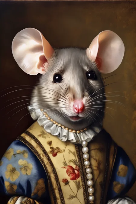 <lora:Sofonisba Anguissola Style:1>Sofonisba Anguissola Style - a mouse portrait in the style of a ARTEMISIA GENTILESCHI painting