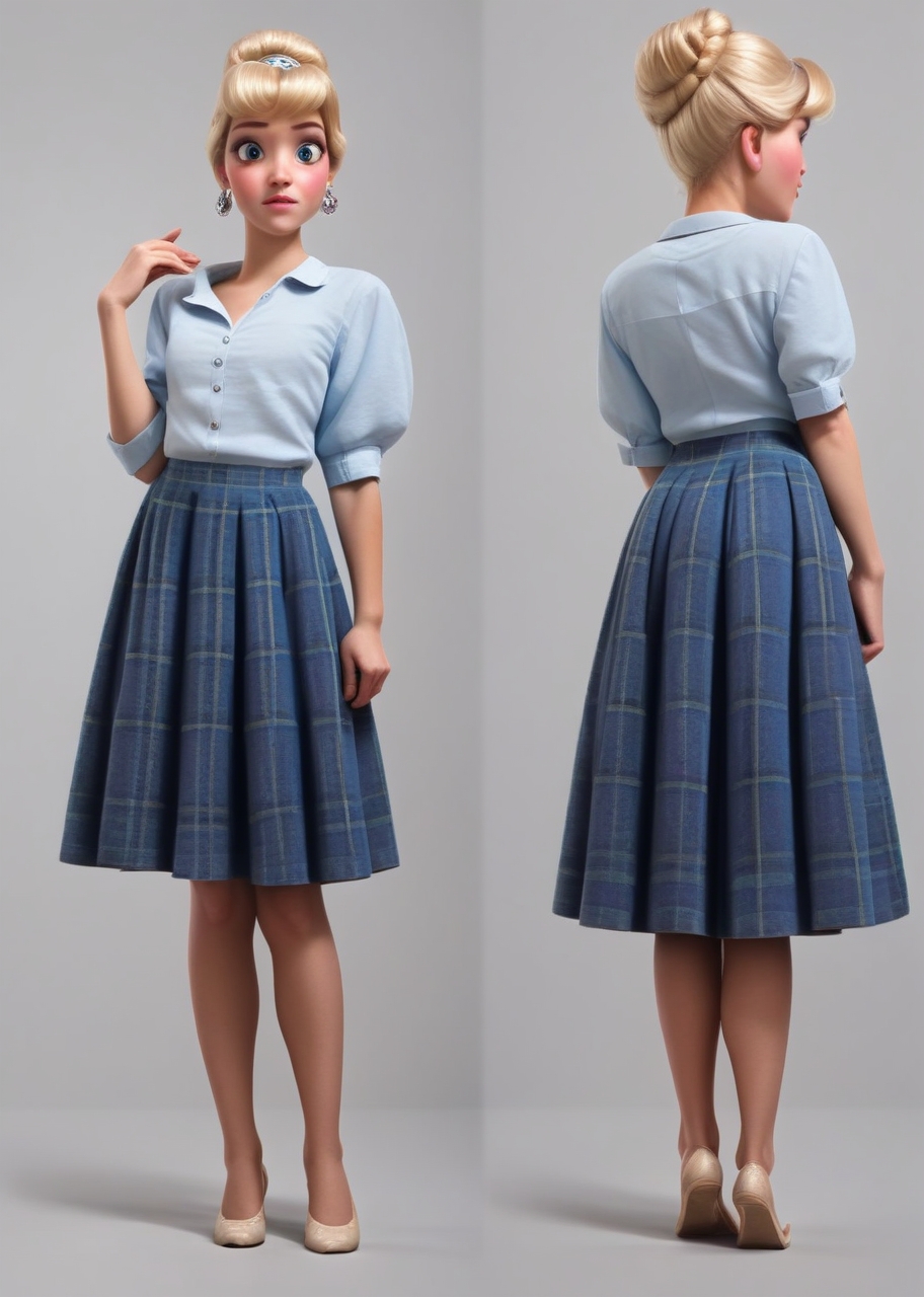 princess Cinderella,, <lora:princess_pony_v1:0.6> plaid skirt<lora:AA_Ads_Only-000009:1> 445l34z3mult1, multiple views, , score_9, score_8_up, score_7_up, score_6, score_5, score_4,