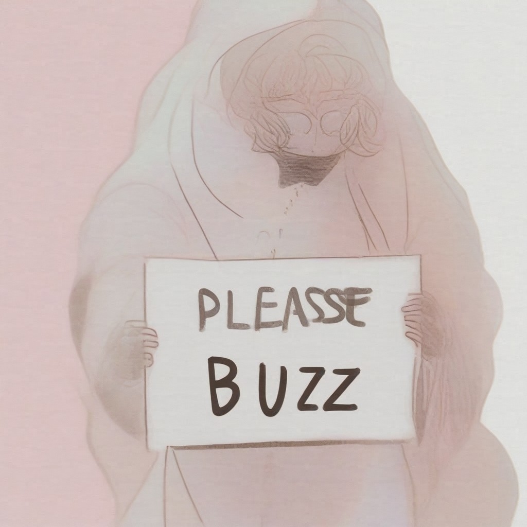 Girl with sign saying please buzz