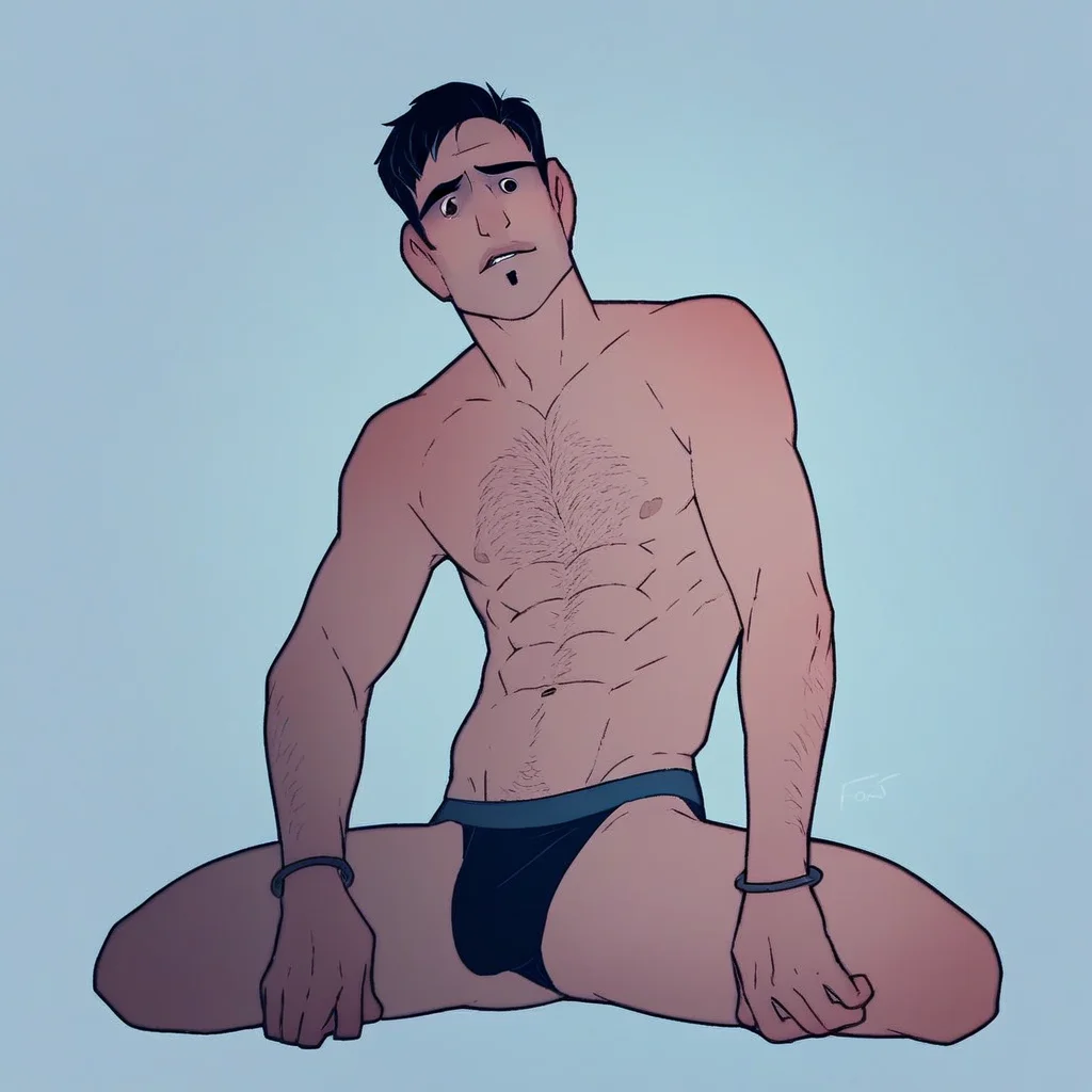 Dean McCoppin, 1boy, male focus, solo, black hair, short hair, black eyes, swimsuit, male swimwear, abs, bracelet, speedo, chest hair, topless male, score_9, score_8_up, score_7_up, score_6_up <lora:vinceteaa_020_04v2-step00000400r:1> good face, good eyes, looking at viewer, full body,
