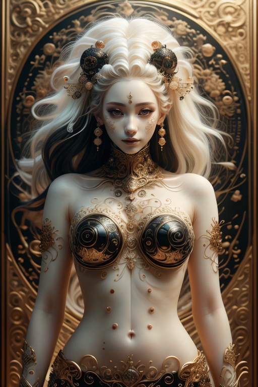 masterpiece,best quality,absurdres,high details,8K,photorealistic,at distance,posing,flirting,(playful gaze,smirking,radiant smile),1girl,chinese clothes,yin yang,chinese goddess,<lora:PianoStyle:0.7>,pianostyle,P14n03l3g4nt3b0n3,(pale skin:1.5),lot of jewelry,makeup,lips,eyeshadow,<lora:yinyang-style-darquelilly-v1:0.7>,yinyangstyle,<lora:Concept_-_Hella-sthetic_v2:0.7>,the full and whole body,full length shot,, intricate, elegant, highly detailed, symmetry, magical atmosphere, sharp focus, majestic, very coherent, radiant, advanced, cinematic, artistic, fine detail, winning, beautiful, stunning, dramatic light, designed, rich deep colors, perfect professional background, ambient, tailored set composition
