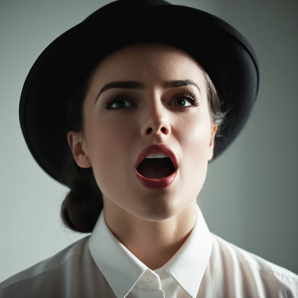 cinematic film still of  <lora:High-key lighting Style:1>
bright light, bright, a woman in a white shirt and a black hat High-key lighting Style,solo,open mouth,simple background,shirt,black hair,1boy,hat,white background,upper body,male focus,black eyes,facial hair,top hat,realistic,mustache, shallow depth of field, vignette, highly detailed, high budget, bokeh, cinemascope, moody, epic, gorgeous, film grain, grainy