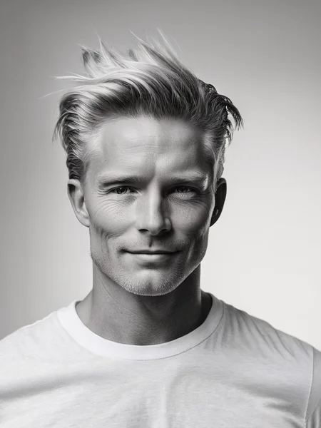 <lora:é²å䏿´¾@é»ç½æå½±SDXL:1>Black and white photographyï¼Gen X males, whites, Americans, direct looking. Casual, wear a simple T-shirt and jeans. Happy and carefree. At home, in a well-lit living room. Use of hair masks, ((Master work: 1.5), National Geographic Photos, Award Winning Photos, Realism, Excellent Work, Highest Quality, Rich Detail, Panorama, Clarity, High Contrast. (Film Grain: 1.4), Film Lighting, Face Close-up, Clear Pores, Monochrome Background (Realistic: 1.2), Best Quality, Masterpiece, Ultra High Resolution. ï¼