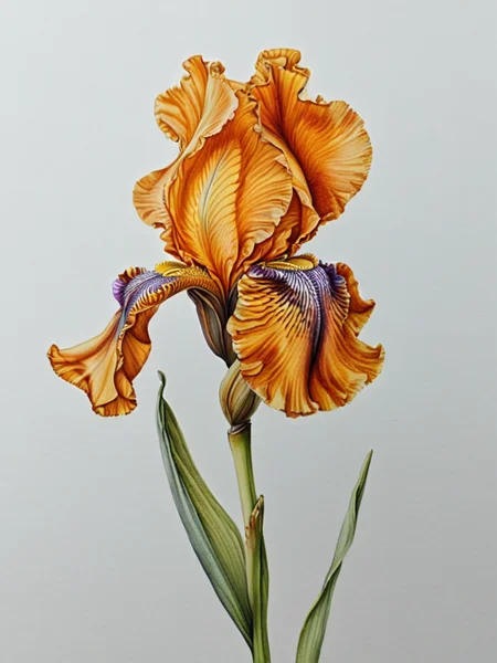 detailed, orange iris by ingrid-elias, botanical art, 7-FineLine, white background <lora:ingrid_elias_style:1.0> <lora:Fine Line v1.0:1>