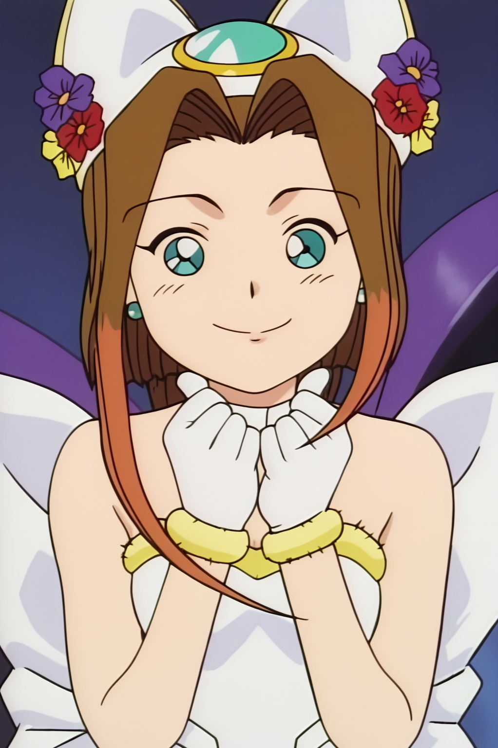 rating_safe,  anime screencap, consistent background,   Sara, light smile, upper body, 1girl, dress, white gloves <lora:Commision-Sonic the Hedgehog-Sara-PDXL:0.8>