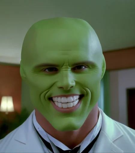an extremely sexy muscular bald handsome attractive man with a sexy (((green head))), a sexy green model face, a sexy strong jawline, sexy wide shoulders, sexy handsome detailed bright eyes and huge beautiful white teeth in a room a night, highly detailed, best quality <lora:1990's The Mask 1994 style xl v1:1.5> 1990's
solo, looking at viewer, smile, grin, high budget,  cinemascope, moody, epic, gorgeous