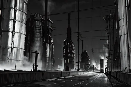 highly insanely detailed, masterpiece, top quality, best quality, highres, 4k, 8k, RAW photo, (very aesthetic, beautiful and aesthetic),
tsutomu nihei,nihei_tsutomu,blame!,blame gakuen!,abara,TNstyle,sidonia_no_kishi,(space,spacecraft,lab,hangar,stairs,tower,tunnel,city ruins),bridge,concrete walls,metal walls,ventilation fan,ventilation shaft,cables,tubes,industrial pipes,buildings,light particles,dark sky,black sky,star \(sky\),starry sky,fence,drainpipe,dome,lantern,clouds,letterboxed,toha heavy industries,walkway,tentacles,air conditioner,mist,steam,foggy,smoke,fog,dark background,flock,cyberpunk,
<lora:blameLora_v10:0.7>,
(1girl:1.3),
solo focus,
OldTaipei,scenery,outdoors,building,power lines,city,alley,street,road,motor vehicle,utility pole,âââ