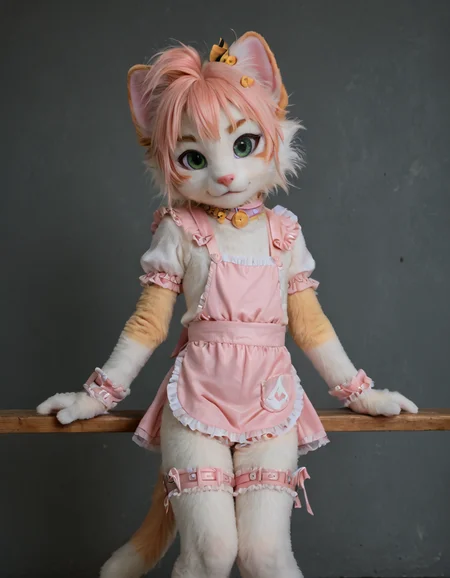 score_9, score_8_up, score_7_up, BREAK <lora:CuteFurry:0.6> CuteFurry, cat, green eyes, white fur, skinny, flat, anthro, (white fur:1.3), fluffy, tail,
<lora:future-0705Yae Miko:1> future0705, latex, frills, wrist cuffs, thigh belt, apron,, <lora:StS_age_slider_v1_initial_release:-3.4> <lora:Leg Length Slider_alpha1.0_rank4_noxattn_last:-0.9>