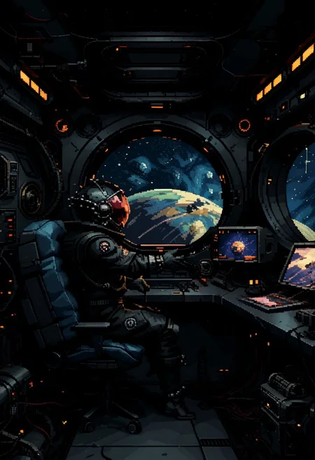 score_9, score_8_up, score_7_up, yamer_pixel_fusion, pixel art, space ship, interior, retro futuristic, atompunk, hyper-detailed, scifi, lofi, d3p1x3l, pixel art