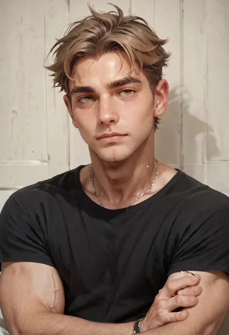 score_9,score_8_up, <lora:AdamWill-000003:0.6>,male focus,solo,twink,adam will, portrait, black shirt