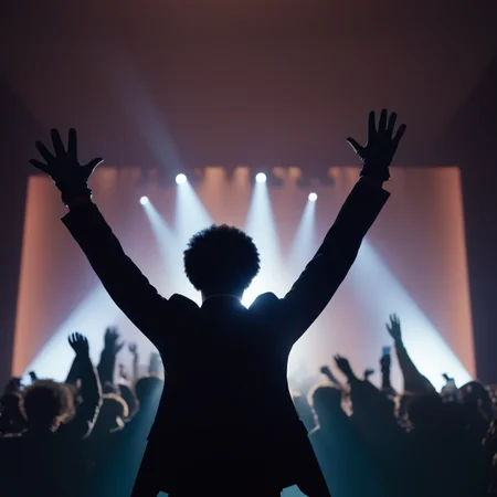 cinematic film still of <lora:silhouette style:1>
A silhouette photo of a man standing in front of a crowd with his arms up,solo,black hair,gloves,long sleeves,1boy,male focus,from behind,blurry,arm up,outstretched arm,afro different shadow patterns, different shadows, cinematic, filmic, different colors, creative cinematography, covered in shadow, perfect shadow, detailed shadow, detailed background, detailed environment, award winning cinematography, casting shadow, film contrast, film saturation, high quality, 8k, silhouette style, shallow depth of field, vignette, highly detailed, high budget, bokeh, cinemascope, moody, epic, gorgeous, film grain, grainy