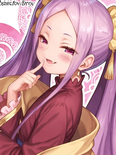 detailed background, shiny skin, posing, rating safe,
<lora:kinnotama.pony:1.4>,
kinnotama, fuya,
half-closed eyes, looking at viewer,
dress, frill, lace, coat, from side, upper body, skin fang, heavy blush,
naughty face, finger to mouth,