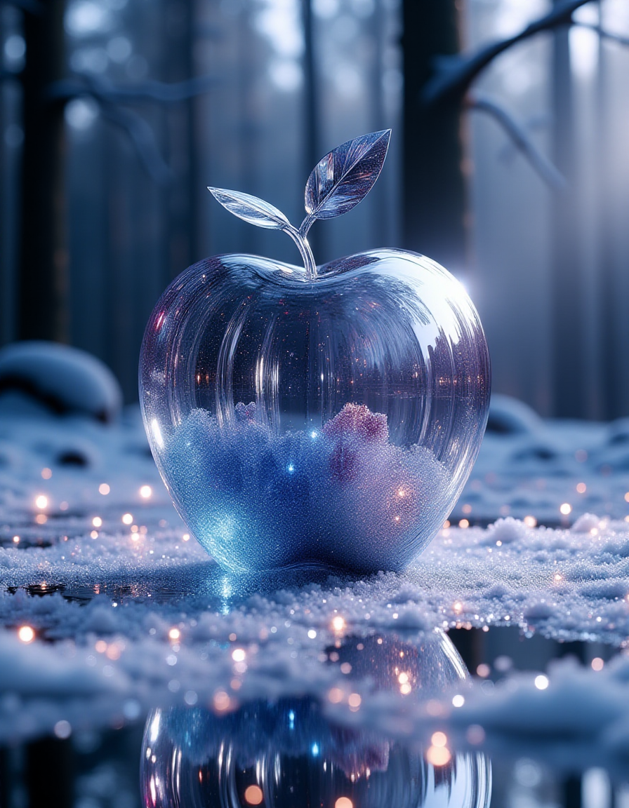 apple, infinity mirror, infinity reflection, ziprealism, crystalz <lora:ral-crystalz:1>