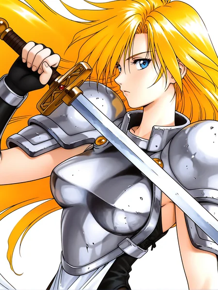masterpiece,best quality,newest,1girl,solo,
<lora:w_jeanne_ilxlv1.0:1>,w_j,blonde hair,very long hair,blue eyes,j_clothes,fingerless gloves,
b_b,holding sword,
<lora:Fixhands_anime_bdsqlsz_V1:1>,dynamic_angle,cinematic_angle,white_background,simple_background,expressionless,:<,looking_at_viewer,profile,upper_body,