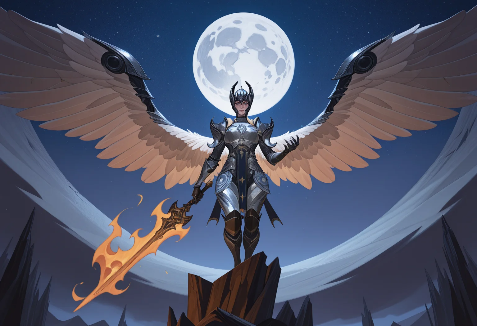 , <lora:afkArenaIllustrious:1>afkarenastyle,
amazing quality, very aesthetic,absurdres,best quality,newest,masterpiece,4k resolution,,solo, dameaylin, armor, open wings,, scars, moon, helmet, , epic scene, holding a flaming sword, , <lora:aylinIllustrious:1>
Show less