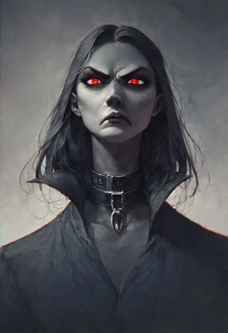 ((score_9, score_8_up, score_7_up)), 1girl, demon hiding in the shadows, serious expression, collar up, evil red eyes, face partially hidden in shadow, detective, noir, black and white, detailed, coherent, watercolor
