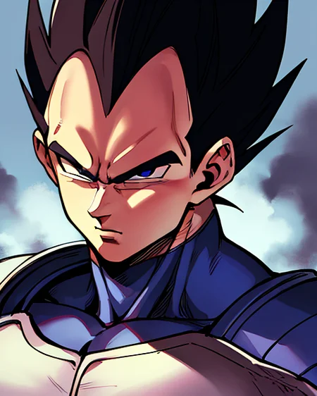 1guy, masterpiece, best quality, absurdres, wallpaper, detailed face, detailed eyes, Vegeta, battle damage, fighing stance, <lora:Vegeta:0.41>