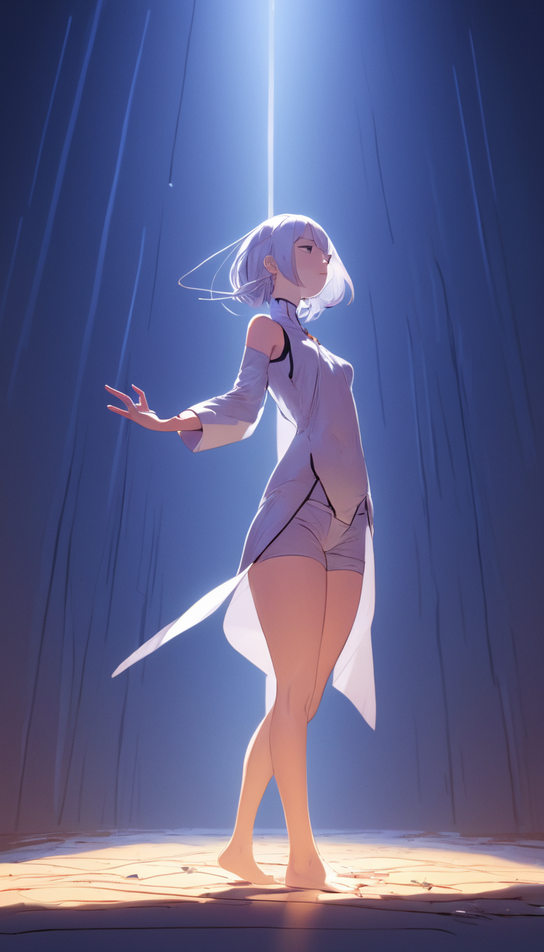 Cinematic scene, hero view, solo, Emilia, Re:Zero <lora:emilia:1>, action pose, detailed background, masterpiece, best quality, high quality, absurdres, (Anime Scene, Toonshading, Satoshi Kon, Ken Sugimori, Hiromu Arakawa:1.2), (Anime Style, Manga Style:1.3), Low detail, sketch, concept art, line art, webtoon, manhua, hand drawn, defined lines, simple shades, minimalistic, High contrast, Linear compositions, Scalable artwork, Digital art, High Contrast Shadows, glow effects, humorous illustration, big depth of field, Masterpiece, colors, concept art, trending on artstation, Vivid colors, dramatic