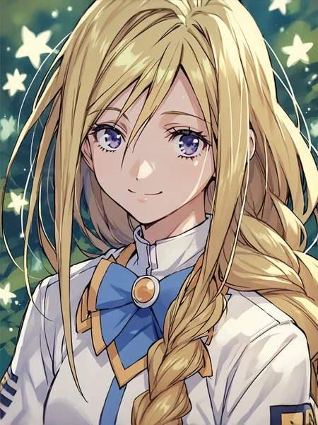 score_7_up, score_6_up, score_5_up, 1girl, solo, alicia, blonde hair, single braid, aria company uniform, smile, <lora:Alicia Florence PDXL:0.9>,
