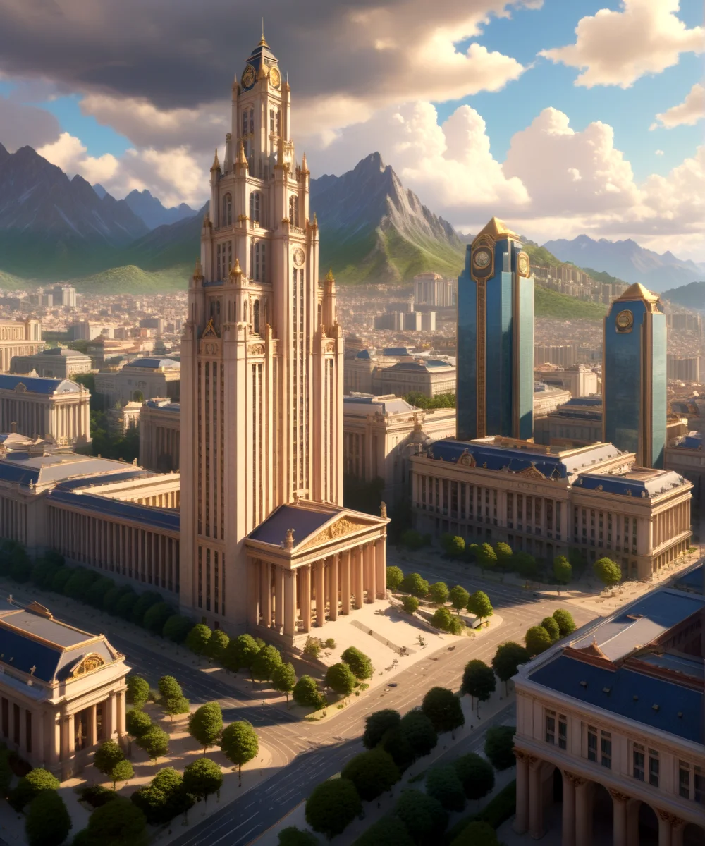 score_9, score_8_up, score_7_up,
<lora:Authoritarian_Architecture_(Architecture)_(SDXL)_(AD):0.8> authoritarian, scenery, building, city, cityscape, architecture, monumental architecture,
8K, In'ei, chiaroscuro, soft natural volumetric cinematic perfect light, perfect depth of field shot, ray tracing, photometry, beautiful, subsurface scattering, idealized modern city, wide beautiful boulevards, busy city center, parks and manicured lawn areas, large parks, plazas, skyscrapers, hyper detailed, art by Thomas Kinkade, detailed background, detailed photographic fluffy anime clouds, Unreal Engine, CGI render, absurdly detailed, modern era photograph, masterclass oil painting, made of sandstone and concrete, bronze details, monumental skyscrapers, vivid white sandstone, rose sandstone, tan sandstone, marble,
BREAK zPDXL, zPDXLxxx, <lora:wowifierXL:0.2> art by mooncryptowow <lora:sdxl_lightning_8step_lora:0.4> <lora:detailed_notrigger:0.5>