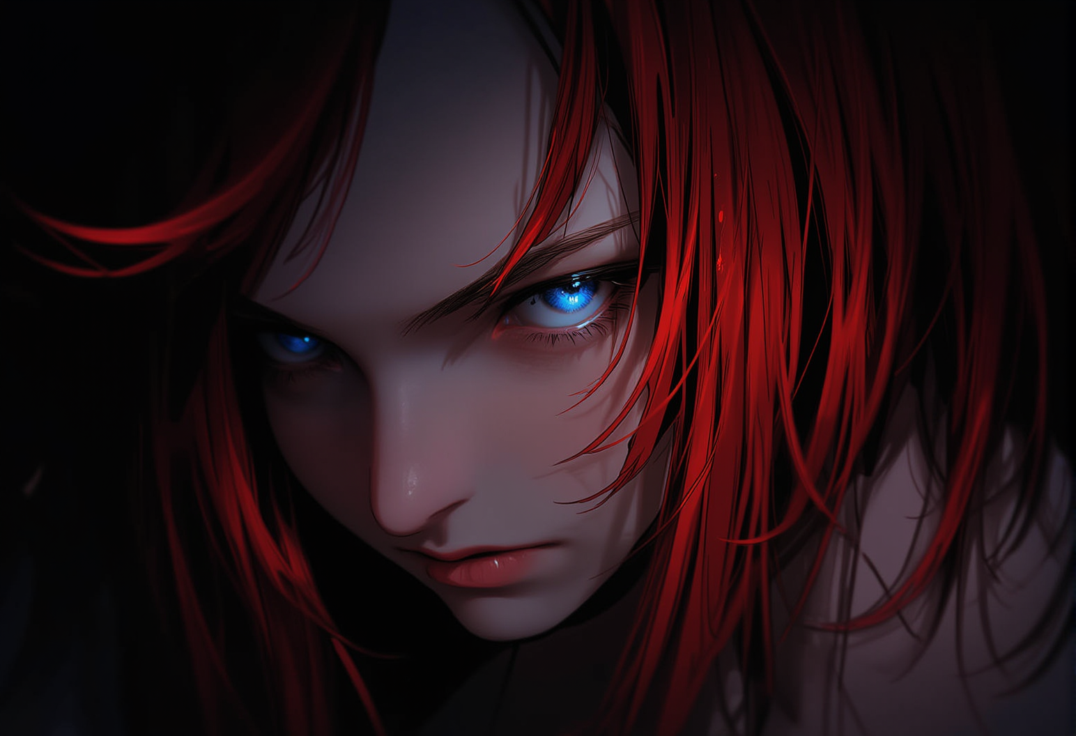 bv-anibrush. A half-body shot of a stunning beautiful young woman in photorealstic style. The scene is dark., <lora:bv-anibrush-v1-flux.safetensors:1.0:1.0>