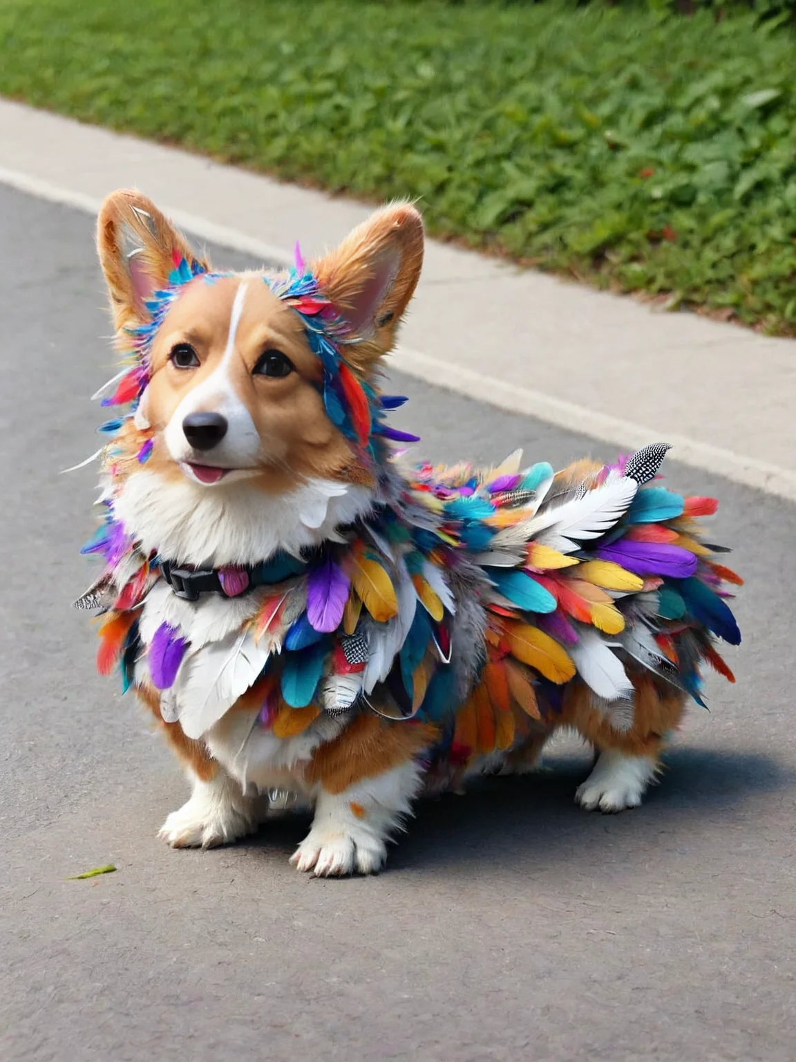 ais-featherz corgi, waiting to go for a walk <lora:Feathers_Glue_SDXL:1>