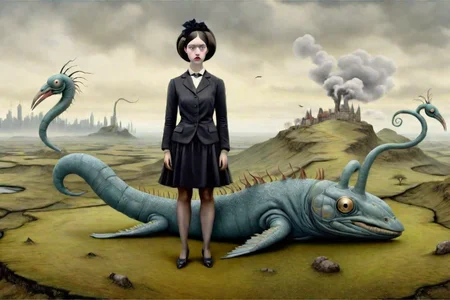 <lora:Surreal_XL:1>, surreal-xl, absurd, bizarre, eerie, fanciful, fantastic and ludicrous, interesting things and people