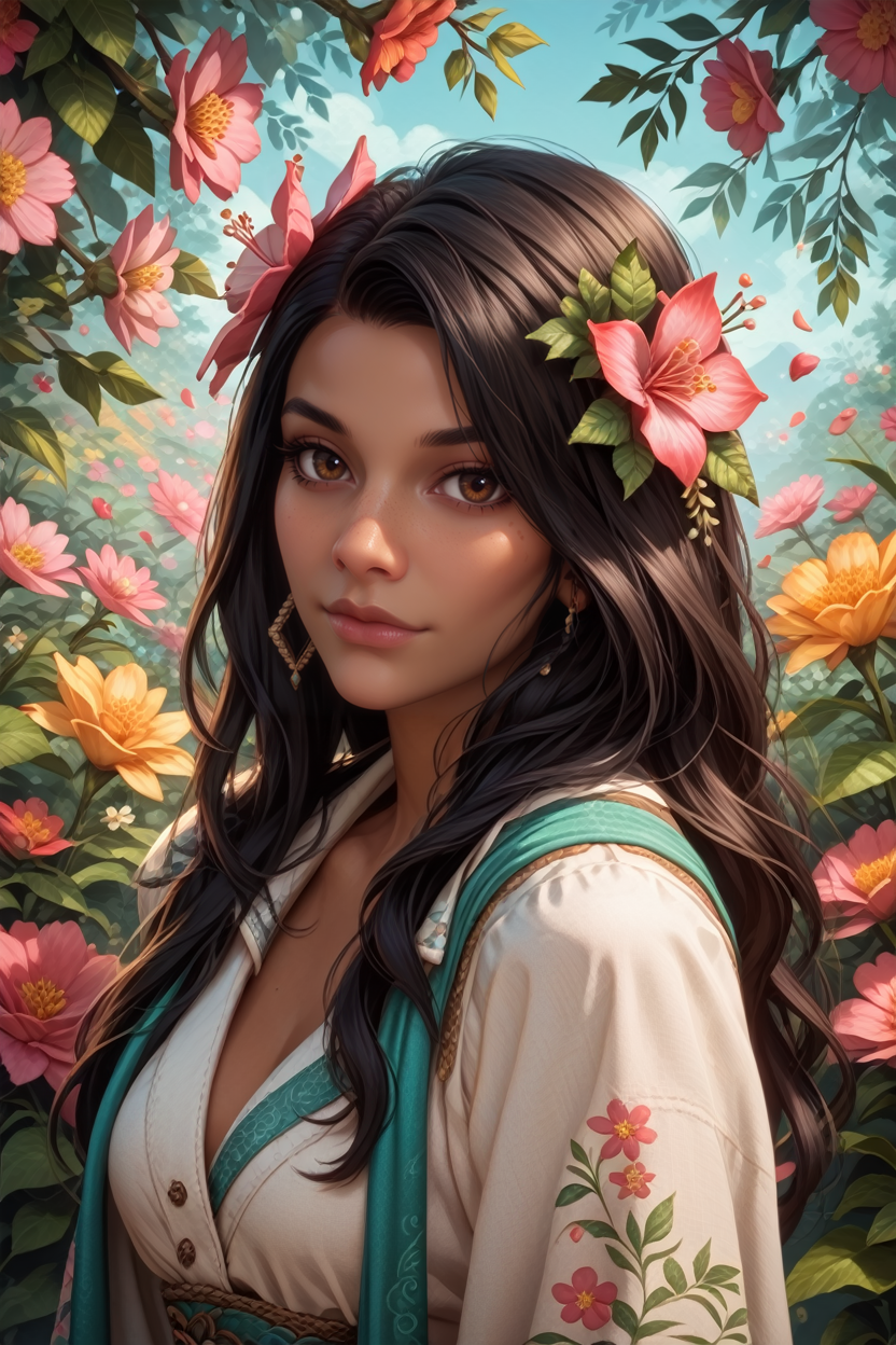 score_9, score_8_up, score_7_up, score_6_up
<lora:DVNeve:0.7>
DVNeve, 1girl, black hair, long hair, brown eyes, tanned, looking at viewer, in spring,seasonal flower,seasonal background,flower background, posing