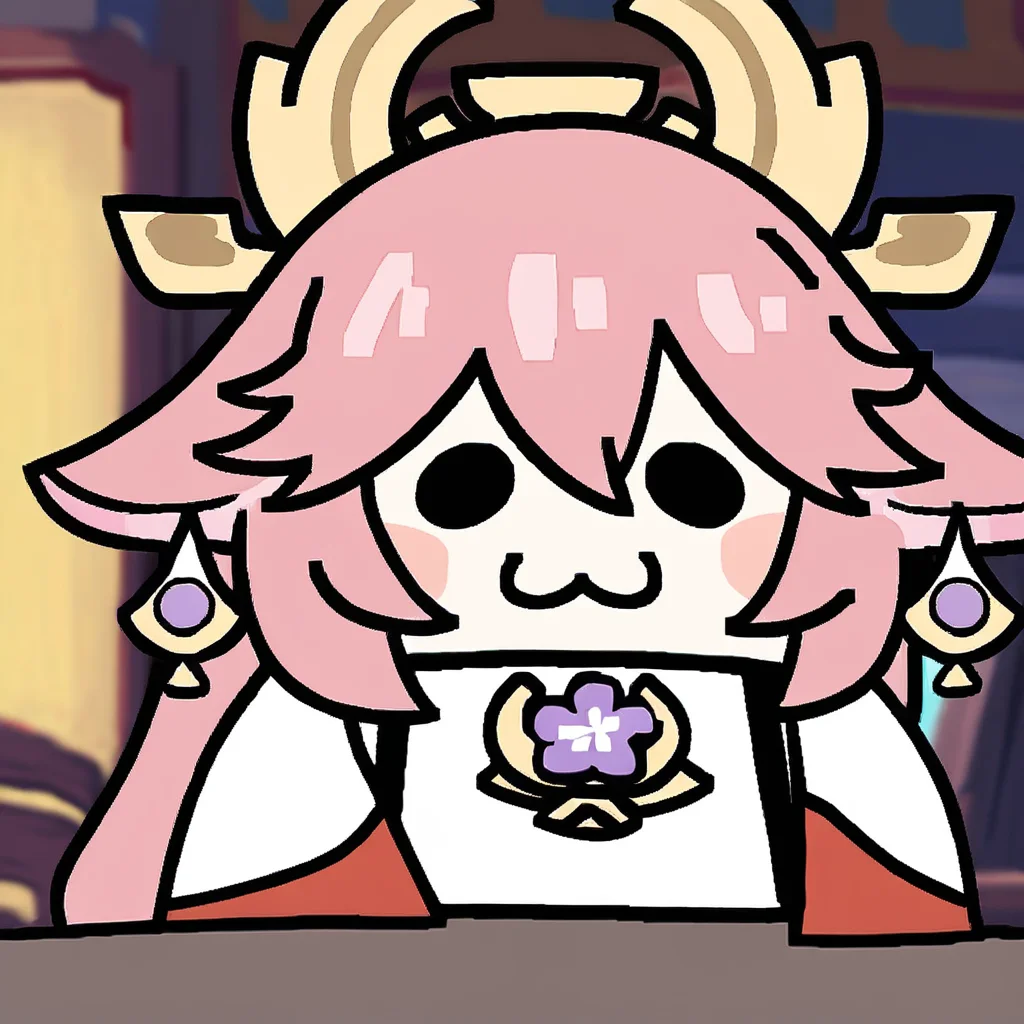masterpiece,best quality,
yuridori,chibi,:3,<lora:yuridori_noob1:0.8>,
1girl,solo,yae miko,genshin impact,long hair,pink hair,bangs,animal ears,fox ears,looking at viewer,upper body,