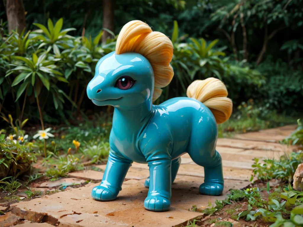 <lora:Latex_World_Morph-000006:0.7> Zephyr Breeze, made of latex, transparent, solo, looking at viewer, full body, score_9, score_8_up, score_7_up, score_6_up, score_5_up, feral, pokémon_/(creature/), no humans