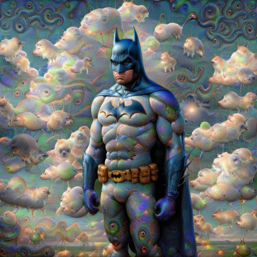 <lora:DeepDream2:1> batman, clouds blue sky , ((DeepDream2)))